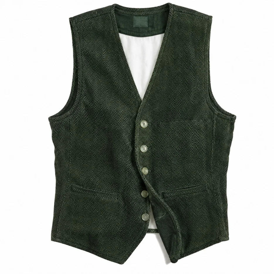 Mens Suit Vest Notched Corduroy Tweed Waistcoat Casual Formal Business Groomman For Wedding Green/Black/Green/Grey