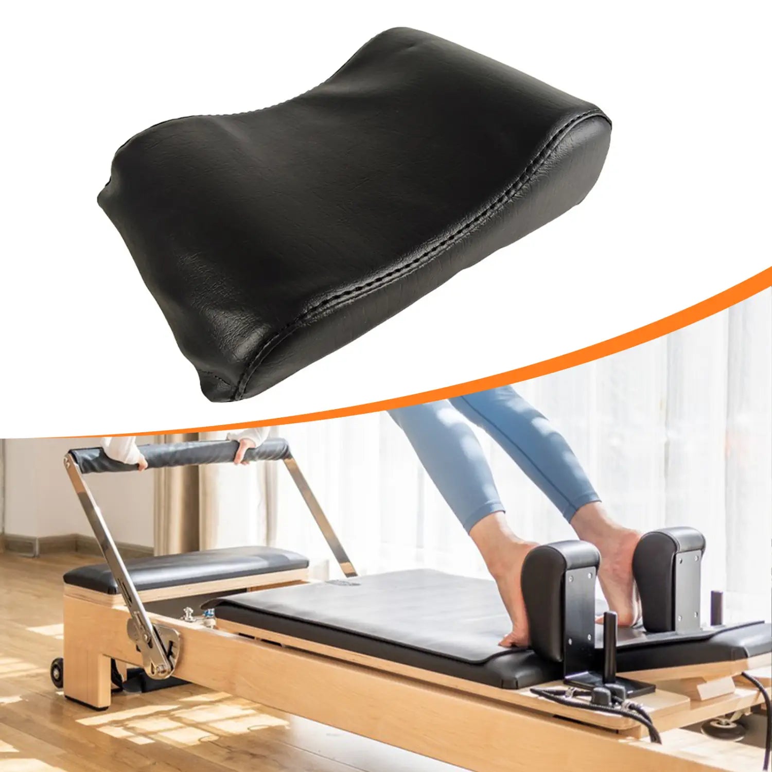 black leather neck support pillow headrest cushion for pilates reformer providing durable neck support