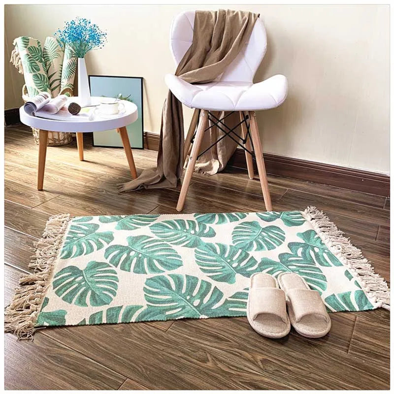 Cotton Tassel Home Weave Carpets Welcome Foot Pad Bedroom Study Room Floor Rugs Prayer Mattress