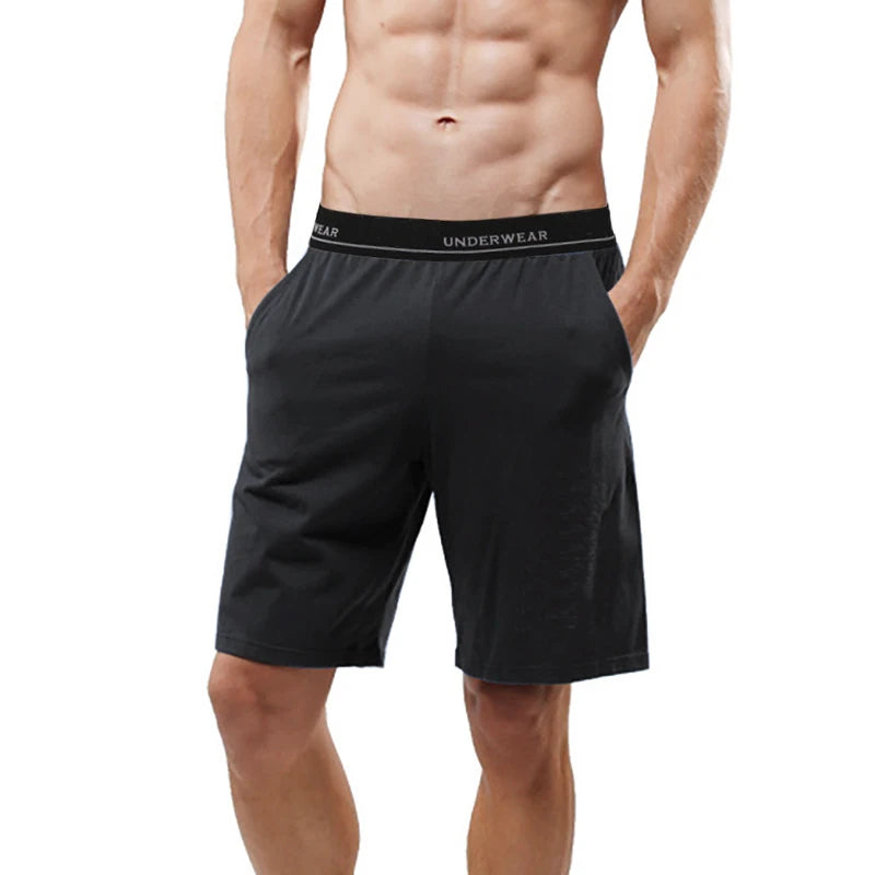 3XL Men Cotton Casual Shorts Loose Pocket Long Boxer Shorts Lounge Wear Sports Workout Gym Shorts Jogging Sweat Pants Homewear