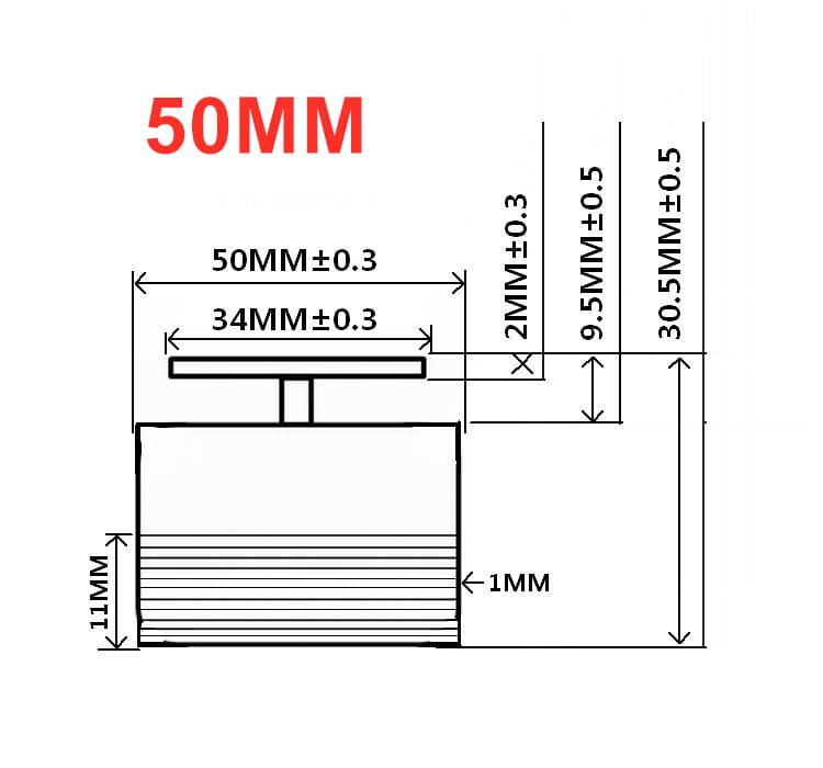 Metallic cylindrical knob with 50mm diameter flat top and threaded base for aiyima 25w full range sound exciter speaker.
