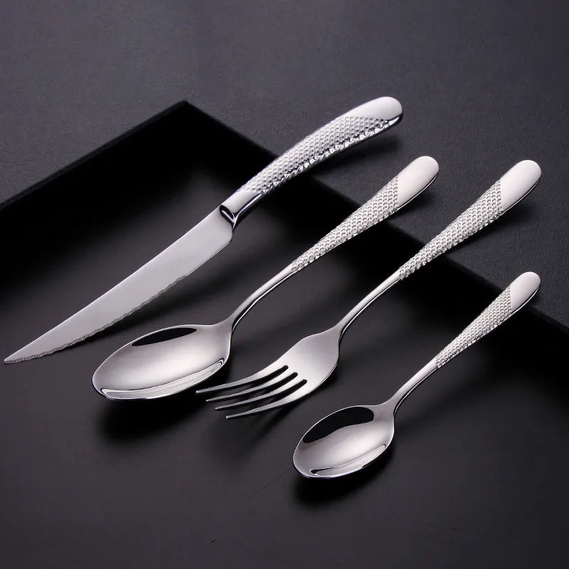 Kitchen Tableware Cutlery Set Silver Cutlery Set Stainless Steel Luxury Dinnerware Fork Spoon Knife Western Dinner Set Gold