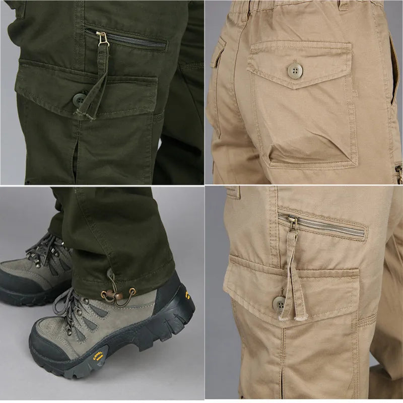 Men's Cargo Pants Tactical Multi-Pocket Overalls Male Sweatpants Combat Cotton Loose Long Trousers Army Work Straight Pants