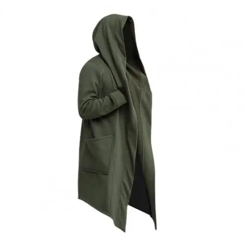 Men Coat Gothic Hooded Sweatshirts Black Gown Hip Hop Mantle Hoodies Fashion Open Jacket Long Sleeves Cloak Halloween Coats