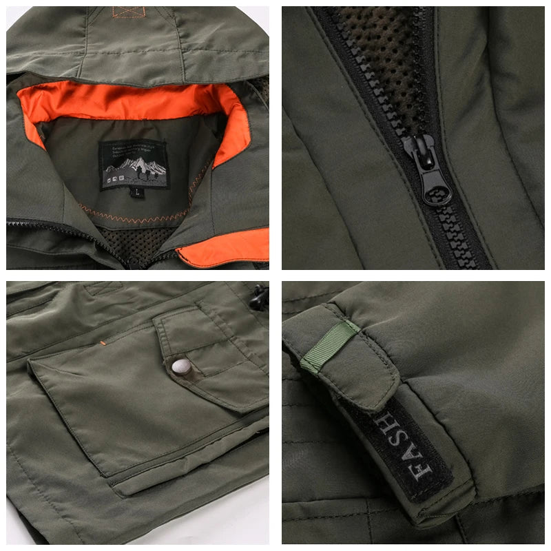 Men Outdoor Jacket Spring Autumn New Hooded Casual Jacket Men Windproof Windbreaker Coat Men Camping Lnterchange Jacket Men
