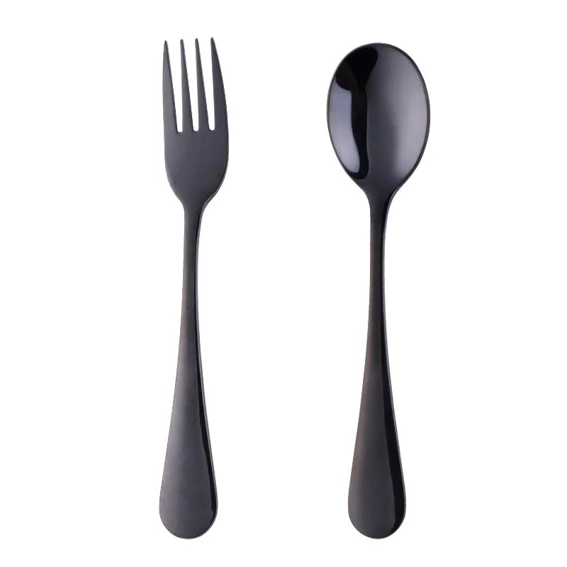 2Pcs Children Dinnerware Set Portable Student Fork Spoon Set Colorful Stainless Steel Tableware Reusable Child Food Quality