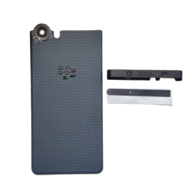 dark blue textured back cover for blackberry keyone dtek70 smartphone featuring the iconic blackberry logo as a replacement battery cover housing