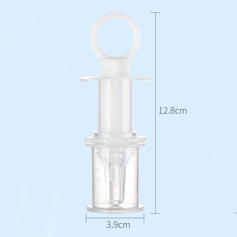 Transparente Kunststoff-Säuglingsmedikamentendosierer-Spritzen-Dosierpipette mit geschleiftem Griff und Dosiermarkierungen für eine genaue Dosierung.