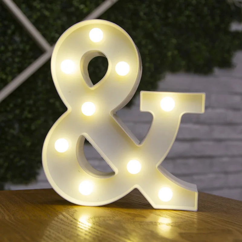 Luxury Alphabet Letter LED Lights Luminous Number Lamp  Battery Night Light for Home Wedding Birthday Christmas Party Decoration