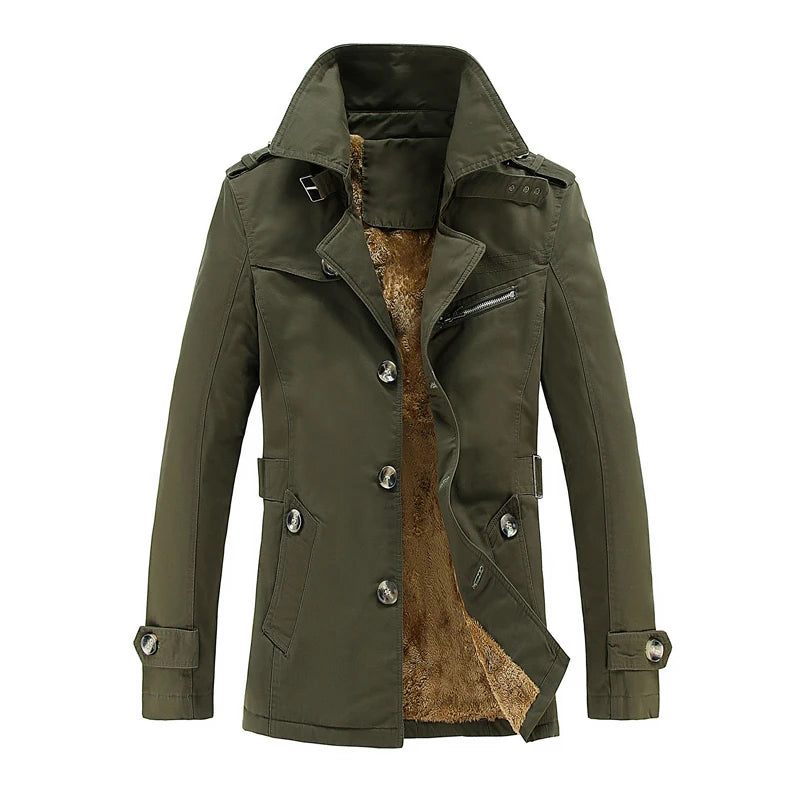 2026 New Winter Trench Men Jacket New Plus Velvet Thicken Coats High Quality Windbreaker Jackets Warm Male Clothes M -5XL