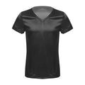 Men Male V Neck Short Sleeve Satin Casual T-Shirt Loose Pajamas Tops Tees Solid Color T Shirt Loungewear Sleepwear Nightwear