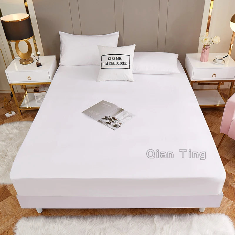 1 piece of solid color bed sheet for bedroom 100%Polyeste Elastic Band Around bedding Fitted Sheet Only (excluding pillowcases)