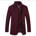 Autumn Winter Wool Jacket Coat Men's Fashion Double Collar Blends Thicken Male Business Warm Long Sleeve Male Trench Overcoat