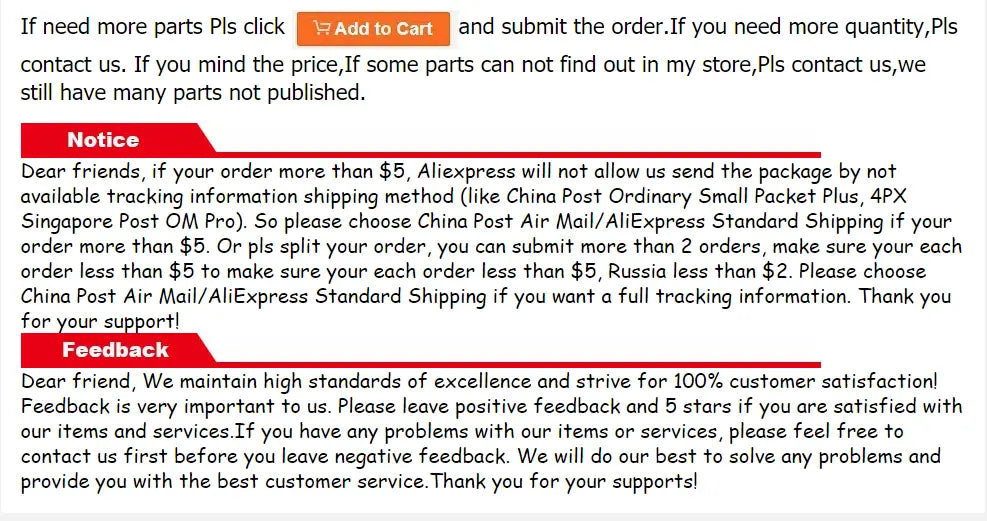the image shows a text-based product listing for a power bank diy kit 5v 1a 18650 battery case including shipping and feedback instructions.