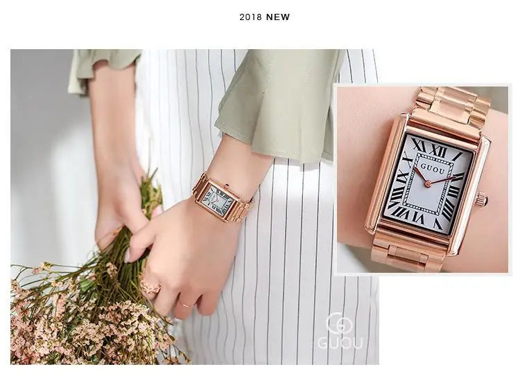Fashion Guou Women Watches Top Brand Luxury Wristwatch Female Simple Clock Mesh Steel Lady Quartz-watch Montre Femme Relogio Fem