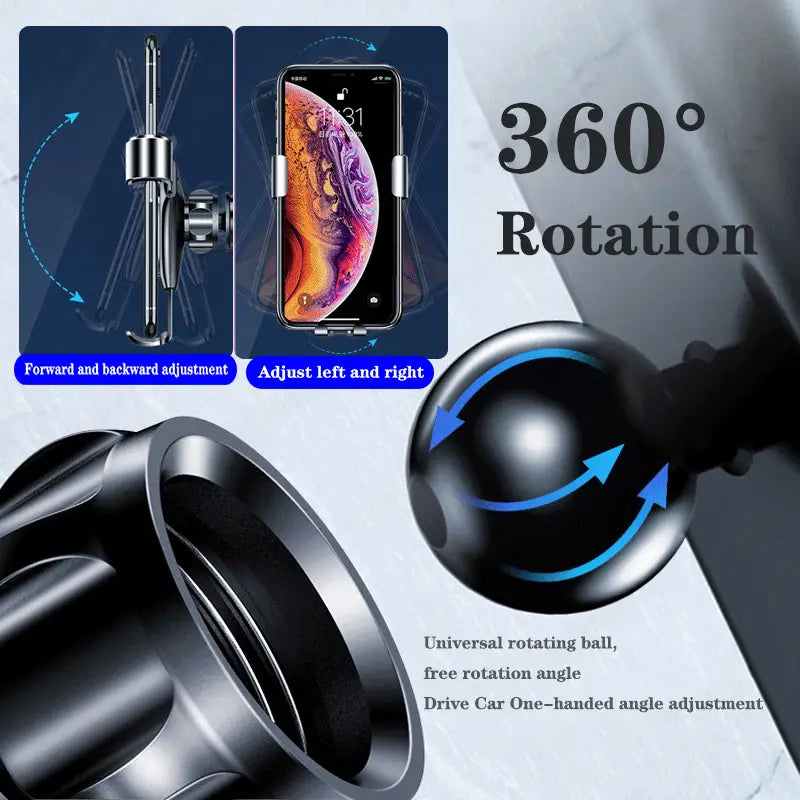 Support universel rotatif noir pour téléphone de voiture sans fil Mg Rx5, avec réglage à 360 degrés et matériau durable pour une utilisation mains libres sûre dans les véhicules