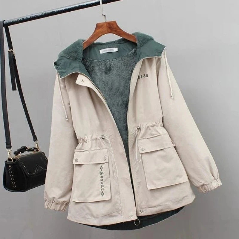 Women Winter Parkas Jacket 2024 New Add Velvet Thick Warm Outwear All-match Casual Short Loose Windbreaker Female Hooded Coat C