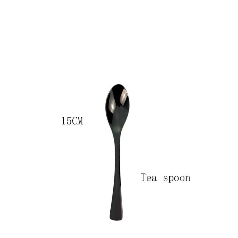 Dinnerware Set Stainless Steel Kitchen Cutlery Set Black Steak Knife Dessert Spoon Flatware Fork Tableware Accessories