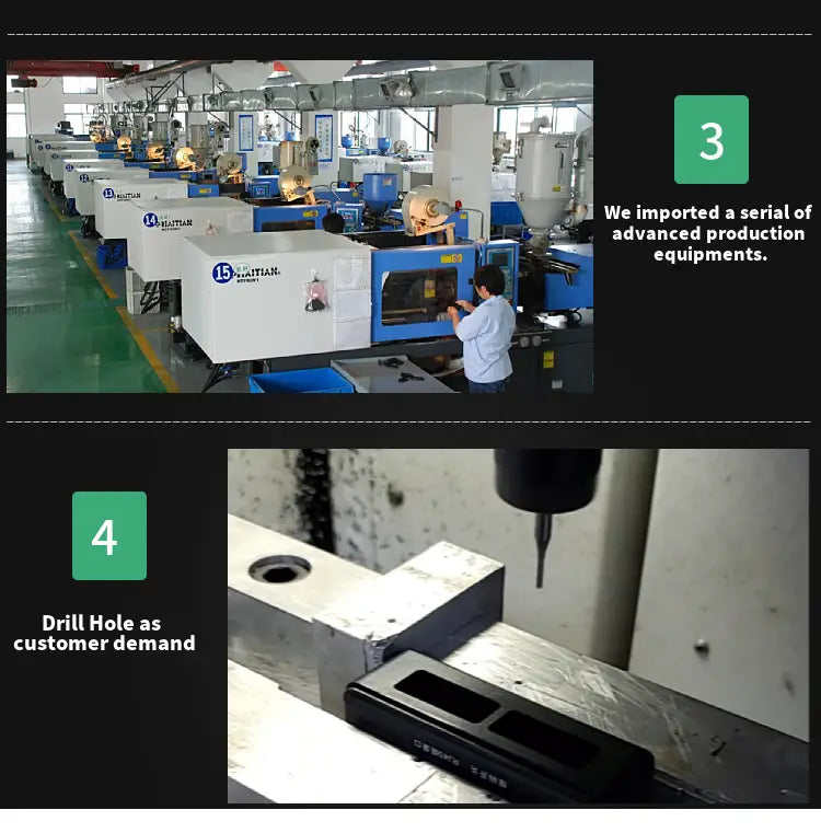 blau-weiße industrielle Spritzgussmaschinen mit Branding von Haitian, die ein 74x71x27-mm-WLAN-Router-AP-Gehäuse aus weißem ABS-Kunststoff herstellen.