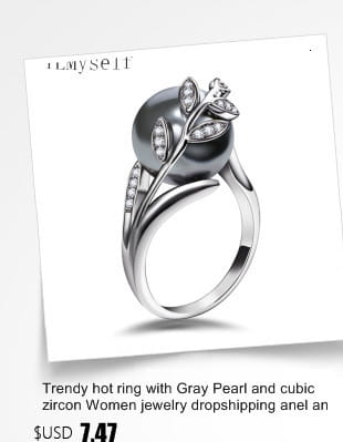 Silver black and white crystal statement flower ring featuring a gray pearl accented with cubic zirconia leaves and stems.