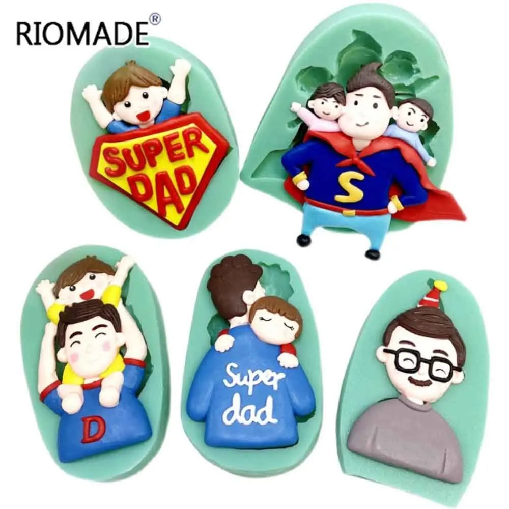 Father's Day Silicone Mold DIY Baking Mousse Biscuits Parent Birthday Insert The Cards Epoxy Mould Fondant Cake Decorating Tools