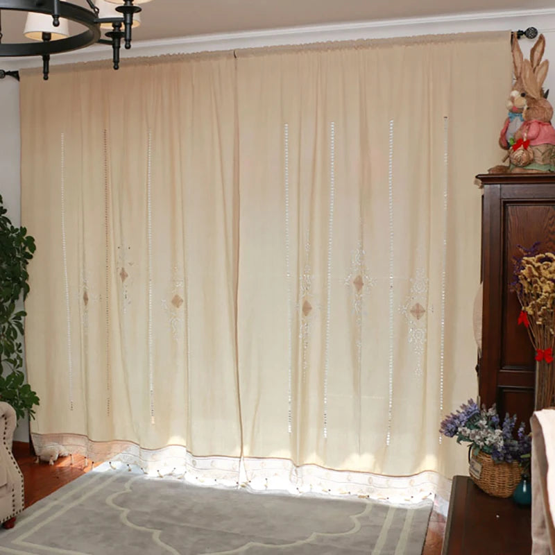 Cotton Cortinas Crochet Lace Curtain Flower Curtain Blinds Shower Divider Curtains for Kitchen Living Room Bedroom European