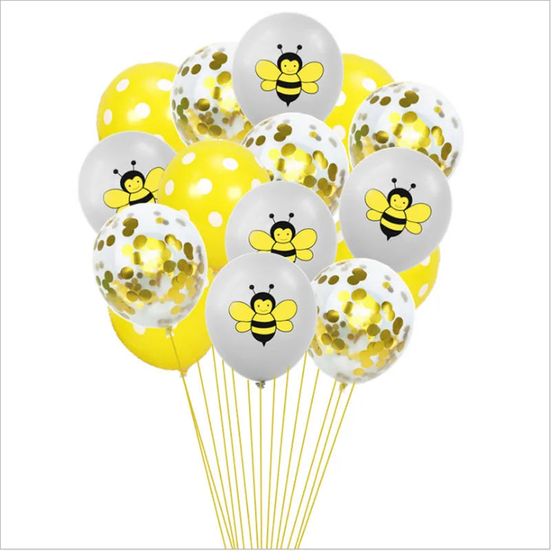 12 Inch Birthday Party Baby Shower Decoration Cartoon Bee Sequin Balloon Set