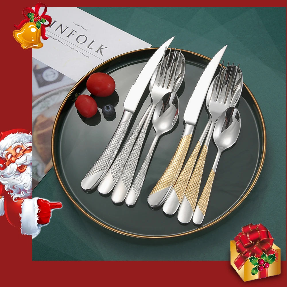 Kitchen Tableware Cutlery Set Silver Cutlery Set Stainless Steel Luxury Dinnerware Fork Spoon Knife Western Dinner Set Gold