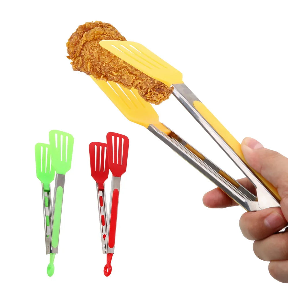 Kitchen Cooking Tools Non-Stick Kitchen Tongs Pizza Bread Steak Clip Stainless Steel Handle Utensil Salad Serving BBQ Tongs