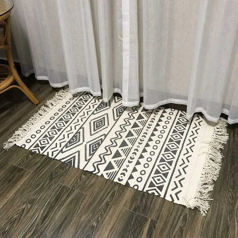 Cotton Tassel Home Weave Carpets Welcome Foot Pad Bedroom Study Room Floor Rugs Prayer Mattress