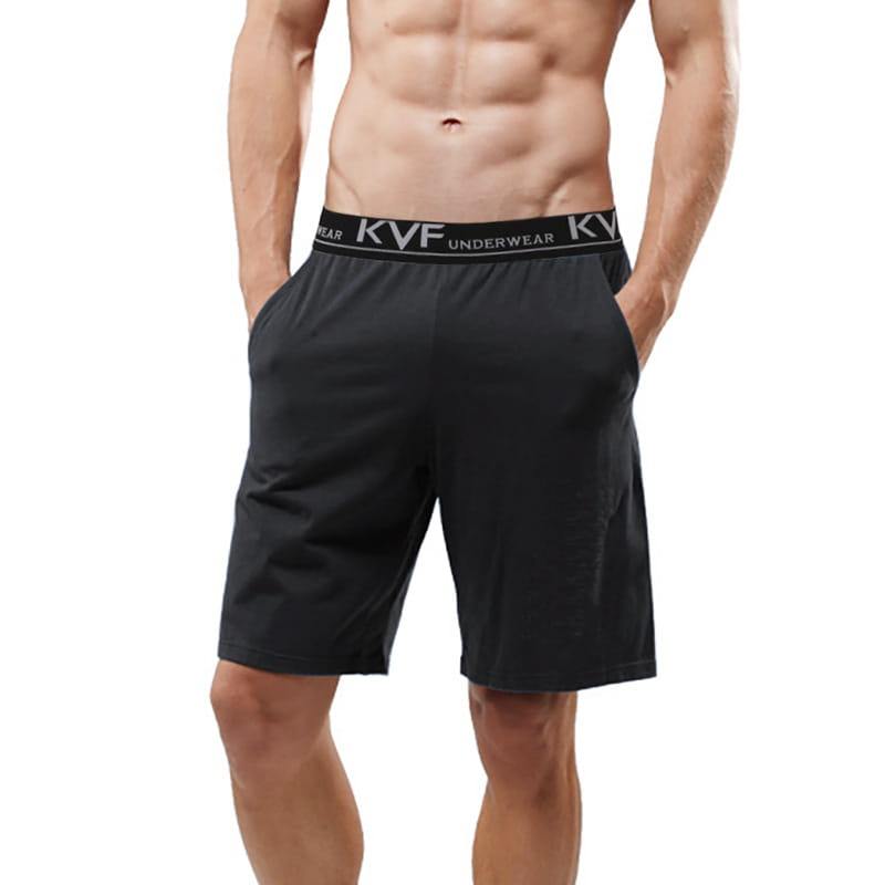 black kvf cotton men’s boxer shorts with branded elastic waistband shown from the back, ideal for casual lounge gym jogging use
