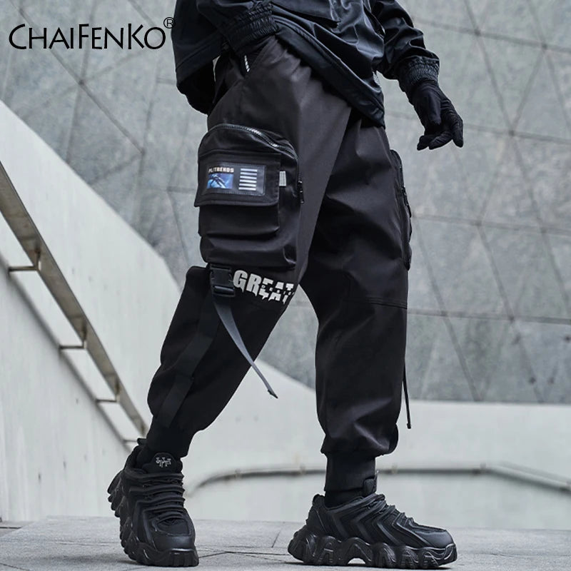 New Joggers Cargo Pants Men Fashion Ribbons Pocket Harem Trousers Sweatpants Men Hip Hop Harajuku Streetwear Casual Pants