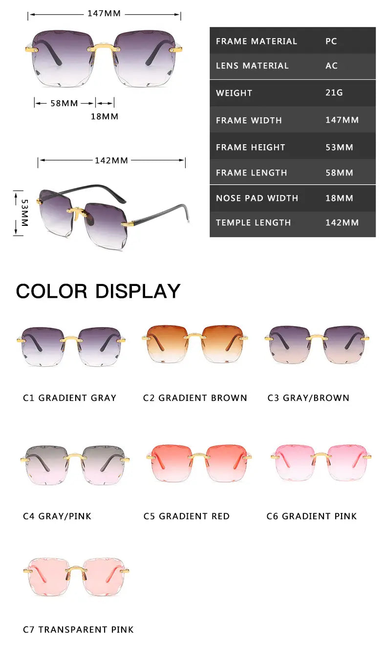 Square gradient sunglasses for women in brown and gold feature gold-rimmed sleek modern frames with tinted lenses available in various color options.