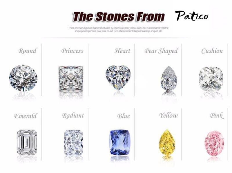 A sterling silver black geometric ring for women featuring a collection of sparkling diamonds in various cuts including round, princess, heart, pear shaped, cushion, emerald, radiant, and colors such as blue, yellow, and pink.