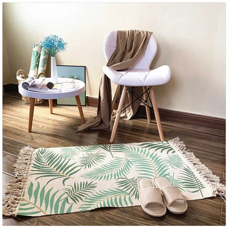 Cotton Tassel Home Weave Carpets Welcome Foot Pad Bedroom Study Room Floor Rugs Prayer Mattress