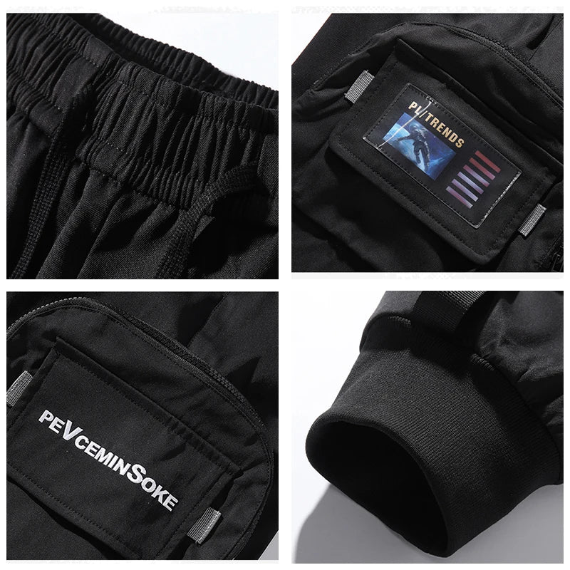 New Joggers Cargo Pants Men Fashion Ribbons Pocket Harem Trousers Sweatpants Men Hip Hop Harajuku Streetwear Casual Pants