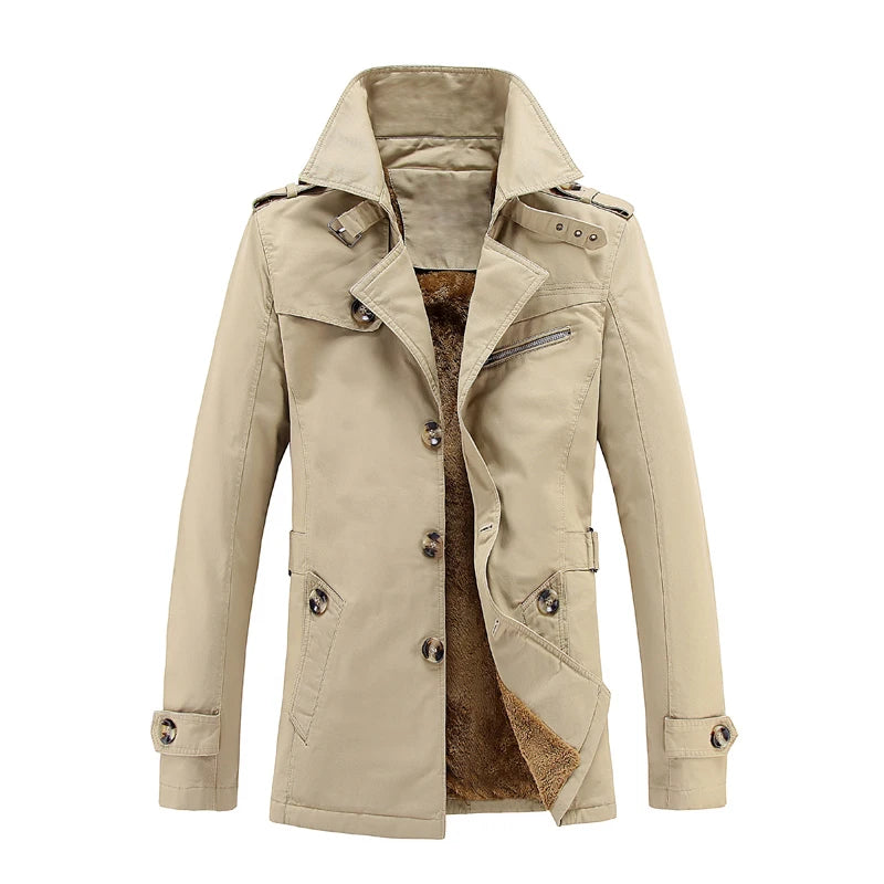 2026 New Winter Trench Men Jacket New Plus Velvet Thicken Coats High Quality Windbreaker Jackets Warm Male Clothes M -5XL