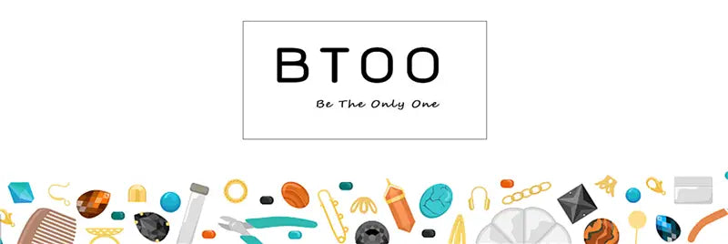 bttoo logo with bold black lettering and the tagline be the only one beneath it on a leather hole punch beading awl with a wood handle and steel tool.