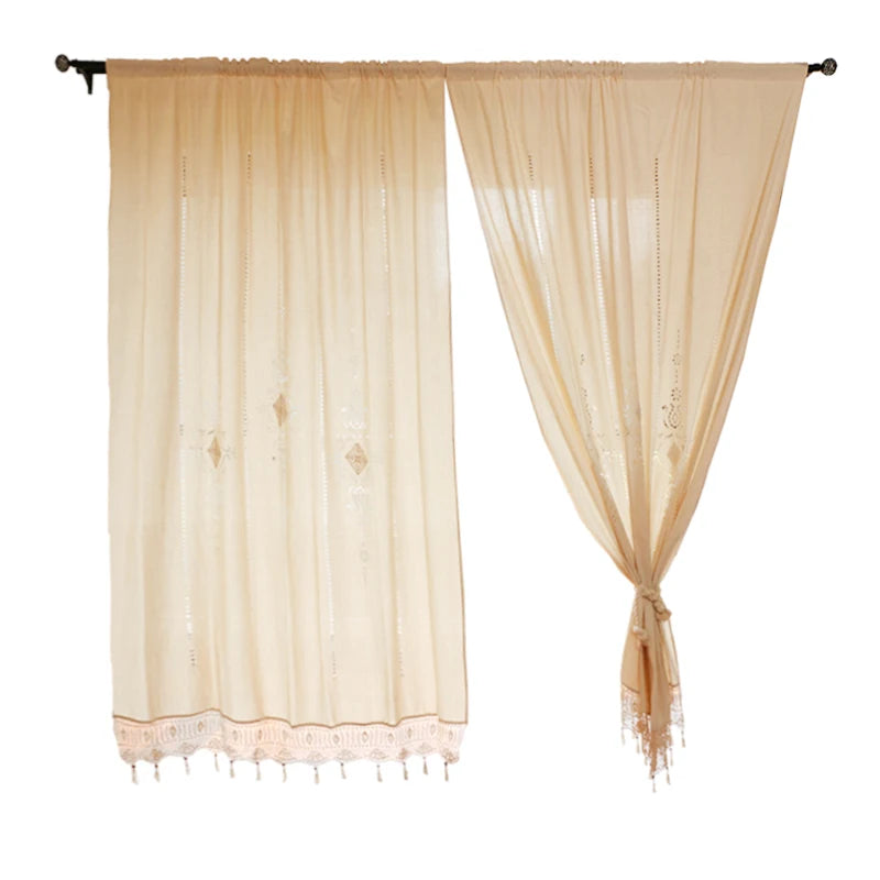 Cotton Cortinas Crochet Lace Curtain Flower Curtain Blinds Shower Divider Curtains for Kitchen Living Room Bedroom European