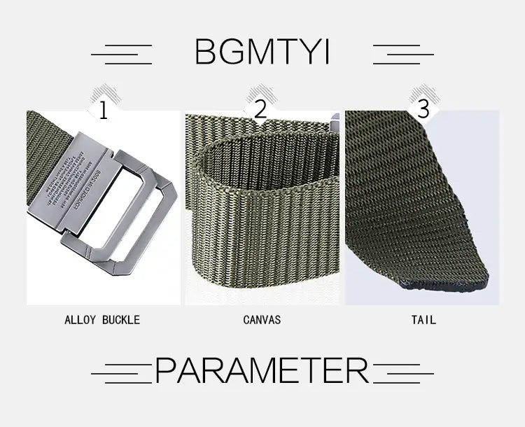 olive green tactical canvas webbing belt made of durable canvas with a silver alloy automatic buckle suitable for tactical use