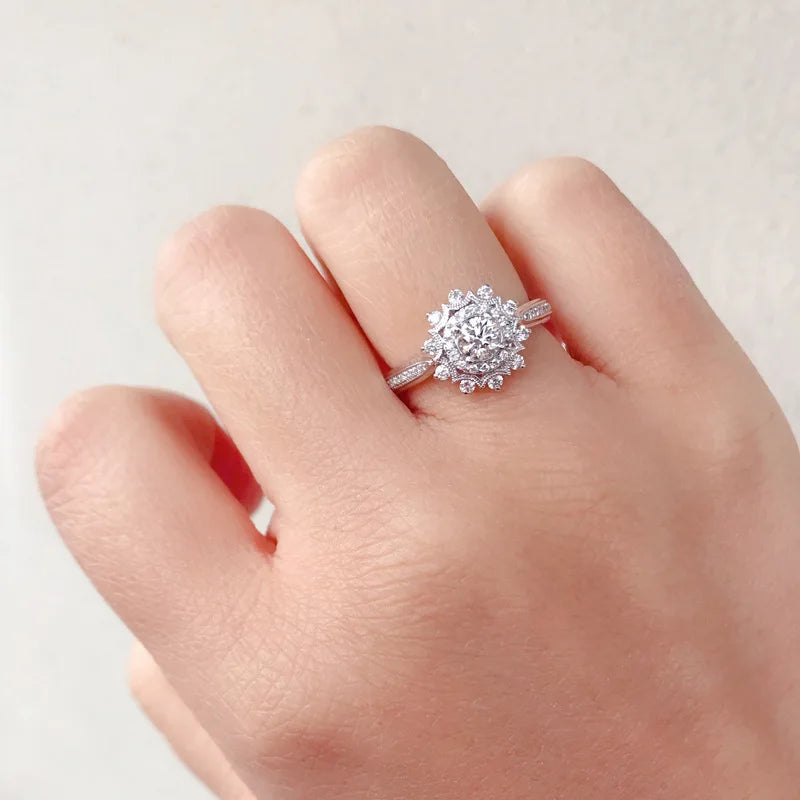 Natural 2 Carats Diamond Jewelry 925 Sterling Silver color Rings for Women Anillos De Wedding Bizuteria Pure Gemstone Rings