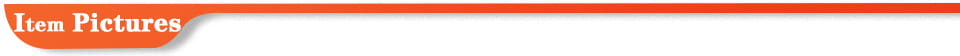 The image shows a series of orange horizontal stripes with the text item pictures in black as part of an online product listing for acrylic mirror wall stickers designed for home living room and living room bedroom decoration.