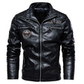 Leather Jacket Men Winter Fleece Motorcycle PU Leahter Jacket Male Stand Collar Casual Windbreaker Ropa De Hombre Coat Plus Size