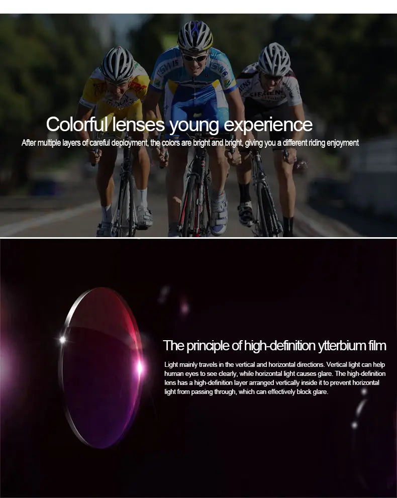 Une lentille circulaire élégante aux teintes rose et violet éclatantes, dotée d’une technologie de film au ytterbium haute définition pour des lunettes de cyclisme sport à verres interchangeables.
