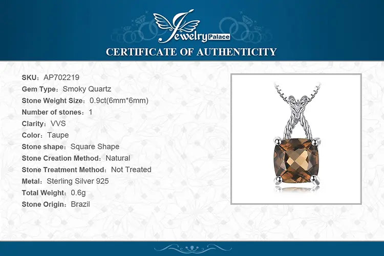 Collar tipo gargantilla con colgante de cuarzo ahumado en plata de ley, que presenta un diseño intrincado de alambre retorcido en la pieza de sujeción.