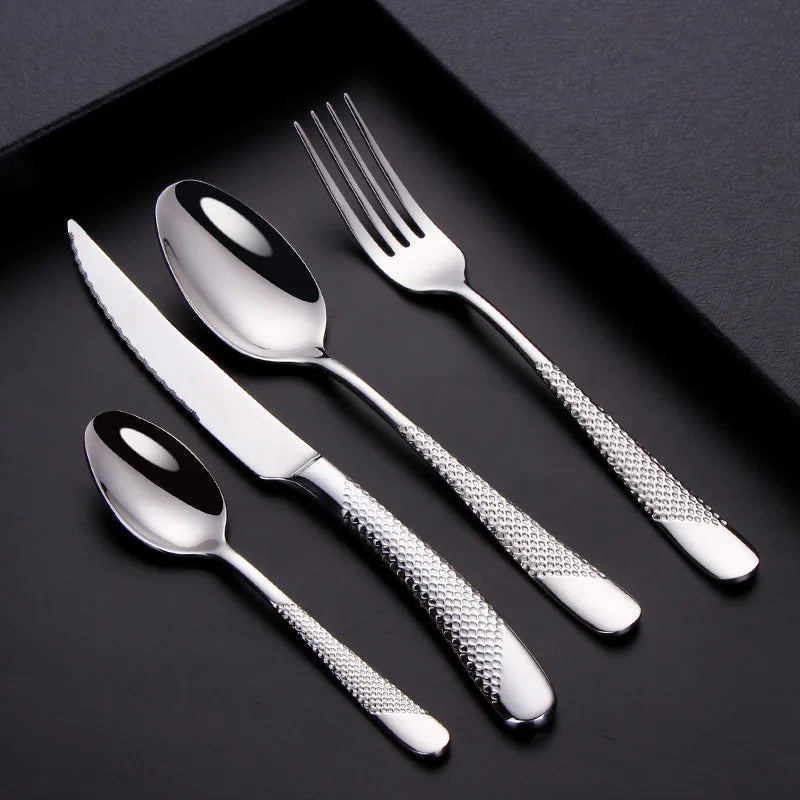 Kitchen Tableware Cutlery Set Silver Cutlery Set Stainless Steel Luxury Dinnerware Fork Spoon Knife Western Dinner Set Gold