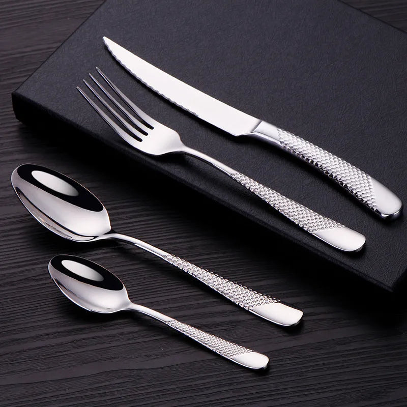 Kitchen Tableware Cutlery Set Silver Cutlery Set Stainless Steel Luxury Dinnerware Fork Spoon Knife Western Dinner Set Gold