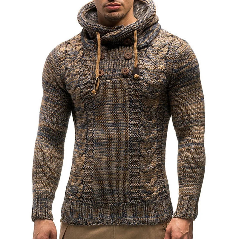 Men's Fashion Solid Color Knit Hooded Sweaters 2026 New O-Neck Long Sleeve Slim Fit Pullover Tops Autumn Winter