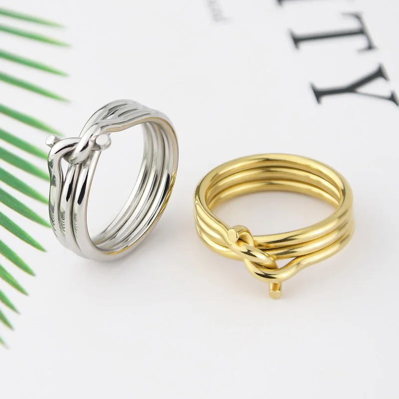 Three Circles Knot shape Rings For Women Titanium Steel Gold Color Ring Fashion Jewelry wholesale Friend Gifts Anillos Mujer