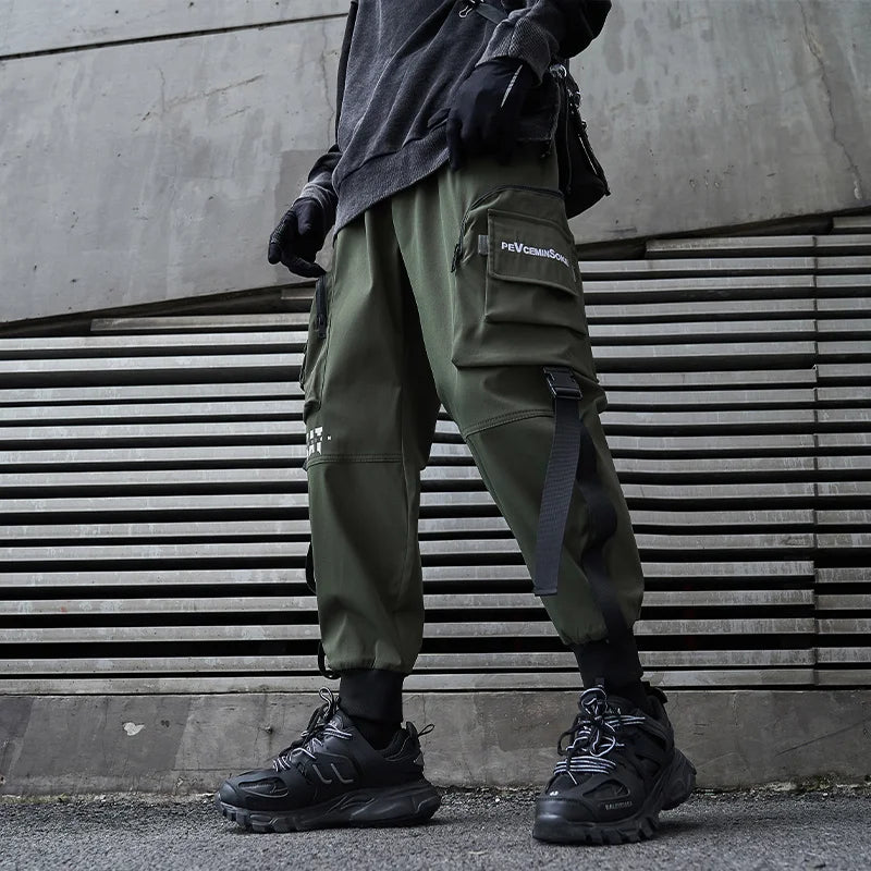 New Joggers Cargo Pants Men Fashion Ribbons Pocket Harem Trousers Sweatpants Men Hip Hop Harajuku Streetwear Casual Pants